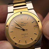Vintage IWC Ingenieur 3505 SL Two Tone watch from 1987. Golden Papergraph Dial and Two Tone Bracelet.