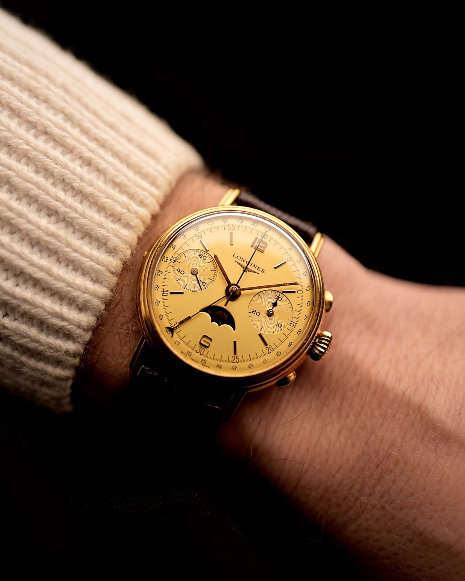 Longines 6574 Moonphase Chronograph 18k 1985 – GOLDAMMER