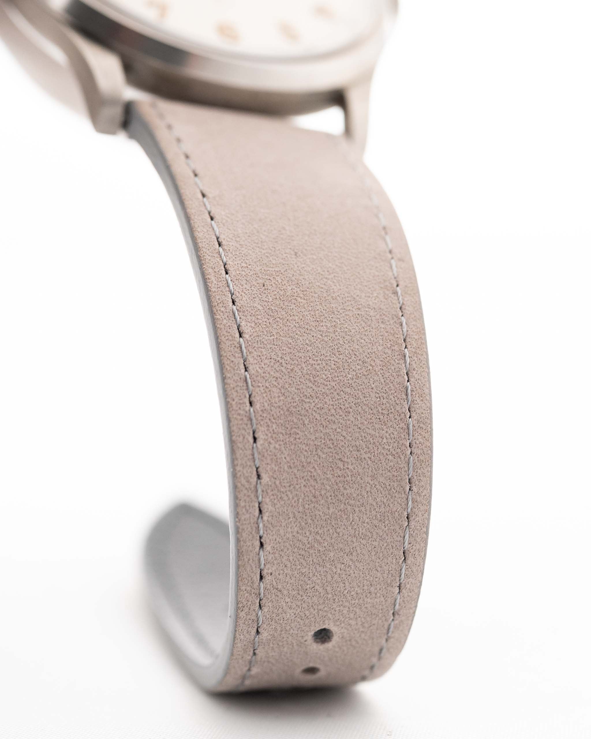 Closeup of a Vintage Omega Jumbo Radium from 1935 Leather Strap. 37.5mm with Stainless Steel Case, Manual Wind Movement, Original Silver Railroad Dial and Leather Strap.