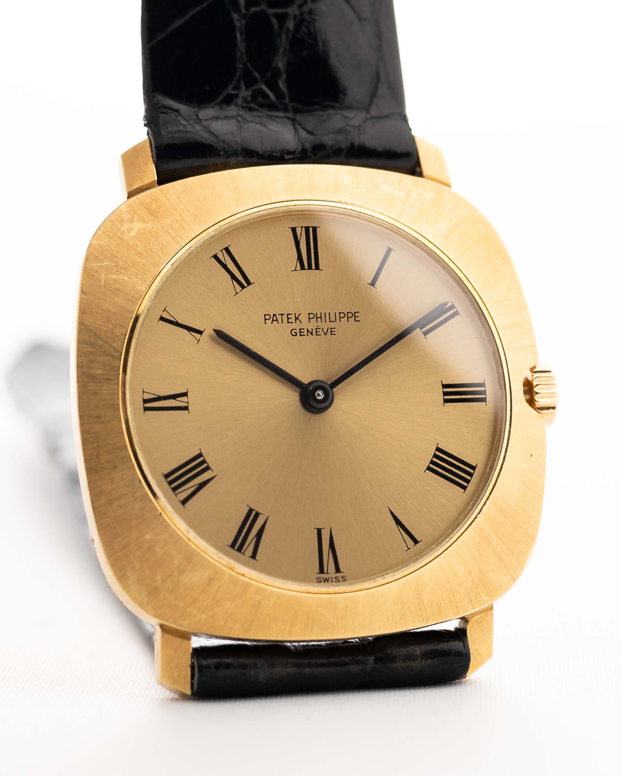 Patek Philippe 3543 Square Roman from the 1970s on a wrist.