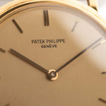 Patek Philippe 3520 Calatrava Ref. 3520 from the 1960s. 32mm in 18k Yellow Gold with Manual Wind Movement, Original Golden Brushed Dial and Leather Strap.