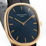 patek philippe watch - golden ellipse patek philippe- Patek Philippe Ellipse 3848 Blue 1990s - 18k yellow gold closeup