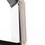 Closeup Photo of a Piaget Protocole 9151 Lapizlazuli 18k Hobnail from the 1970s. 23mm case 18k White Gold Case with Manual Wind Movement and Original Lapislazuli Dial with Leather Strap.