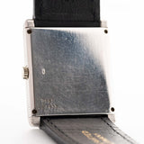 Closeup Photo of a Piaget Protocole 9151 Lapizlazuli 18k Hobnail from the 1970s. 23mm case 18k White Gold Case with Manual Wind Movement and Original Lapislazuli Dial with Leather Strap.