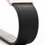 Closeup Photo of a Piaget Protocole 9151 Lapizlazuli 18k Hobnail from the 1970s. 23mm case 18k White Gold Case with Manual Wind Movement and Original Lapislazuli Dial with Leather Strap.