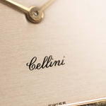 Closeup Photo of a Rolex Cellini 4350 Octagon 18k Silver Dial from 1981 on a wrist. 27mm in 18k Yellow Gold with Manual Wind Movement, Flawless Horizontal Brushed Dial and President Bracelet.