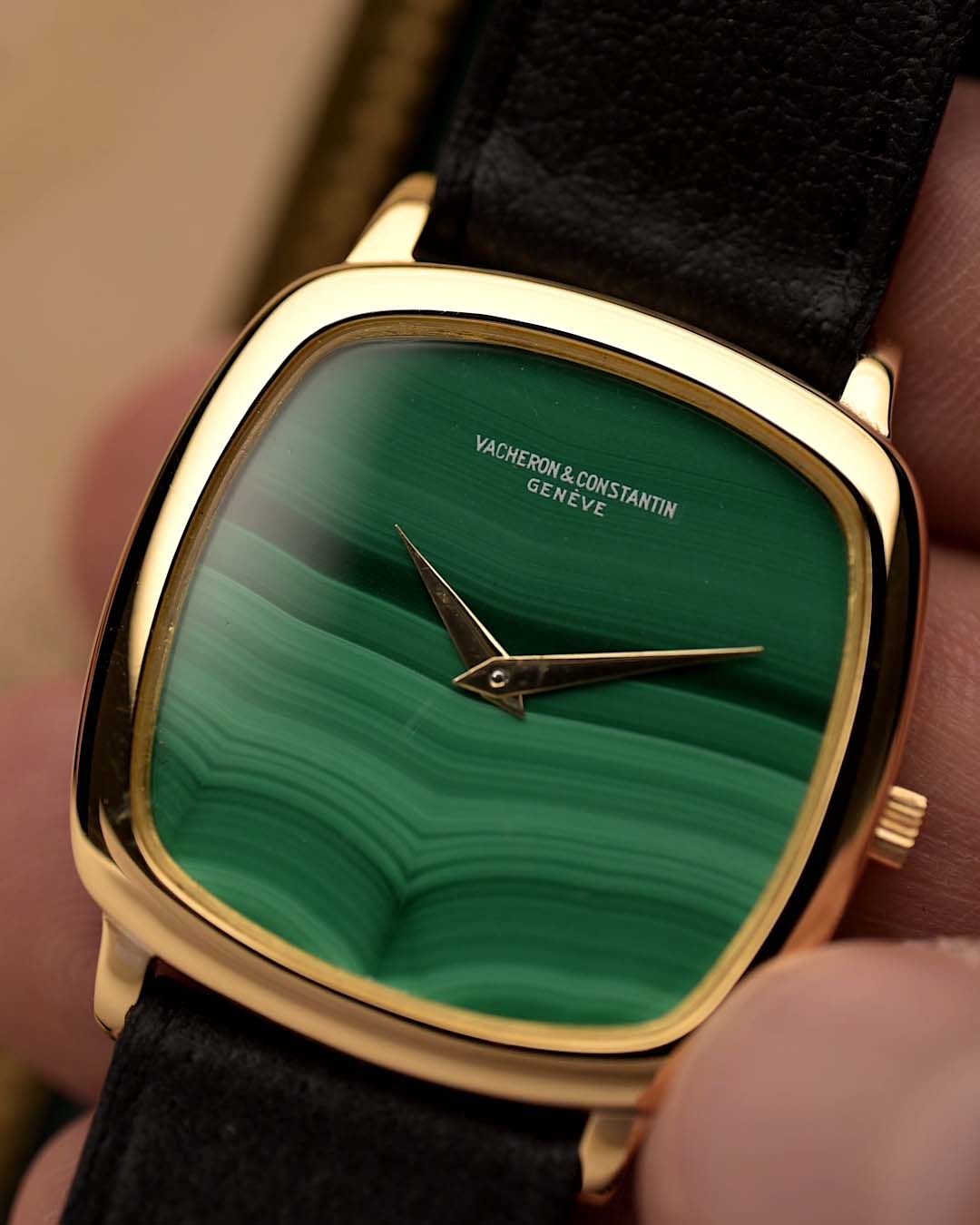 Vintage Vacheron Constantin Watch 2098 Square Malachite Dial from the 1970s.