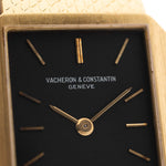 Vacheron Constantin 7457 Rectangular from the 1970s. 18k Yellow Gold Case with Original black dial and Gold bracelet.