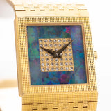 Vintage Piaget Uhr 9131 Opal Zifferblatt Diamant Quadrat 1989 18k Gelbgold