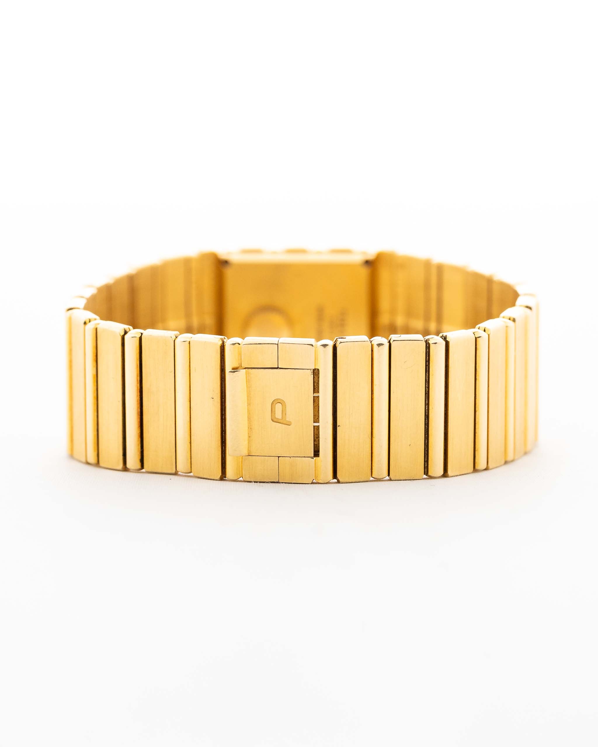 Piaget Uhr Piaget Polo 7131 C701 Quadratisch 1980er Jahre 18k Gelbgold integrierte Armbandschließe