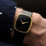 Piaget 18k Quadratisch Schwarzes Zifferblatt 1980er
