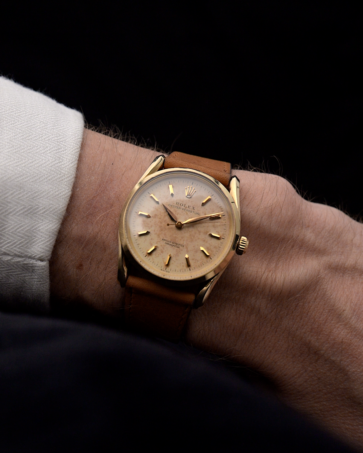 Rolex Oyster Perpetual Bracelet Cuir Mécanisme Apparent Rolex