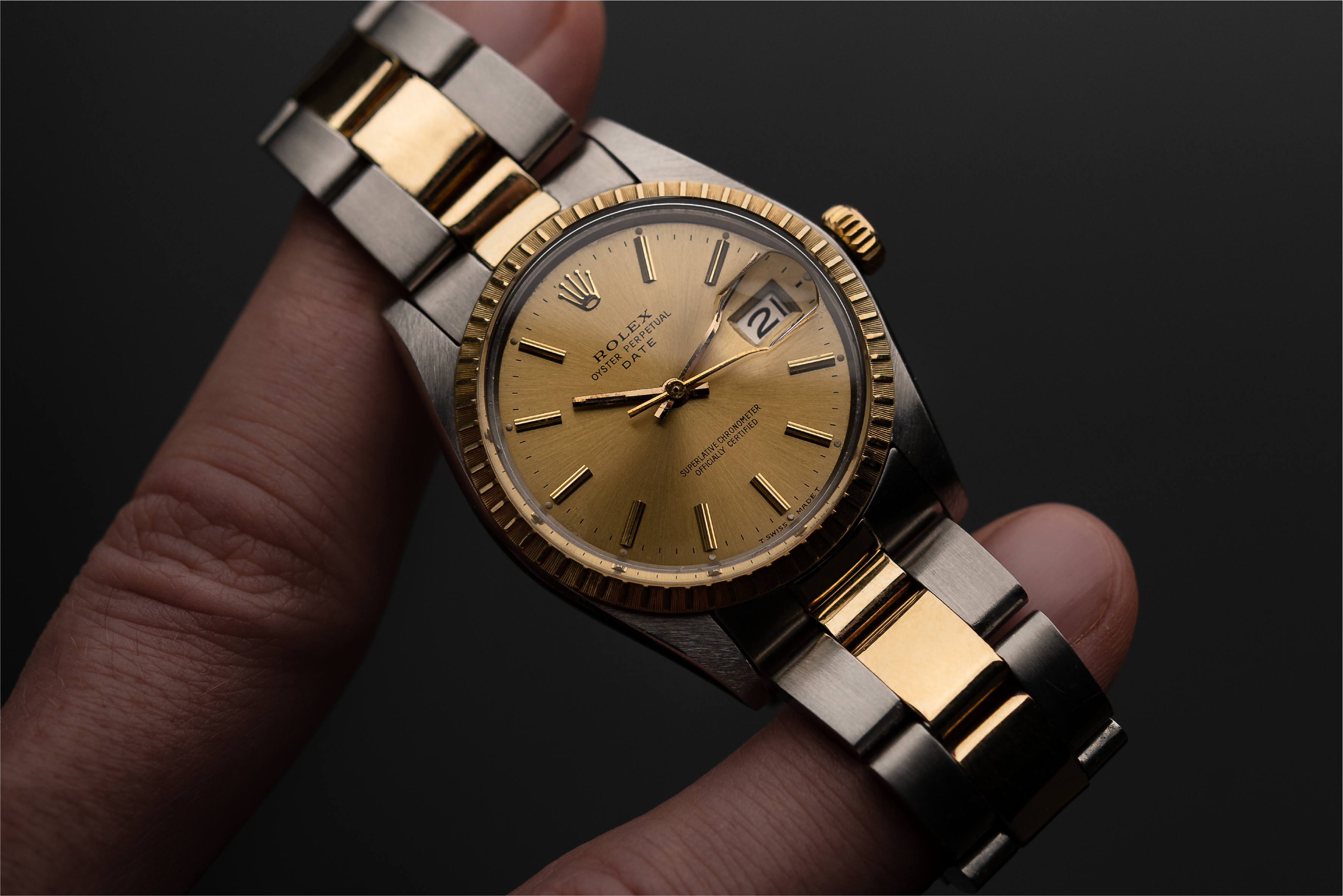 Rolex Oyster Perpetual Date 1505 Bicolore in Mano