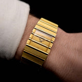 Piaget Polo 7131 C701 Square 1980, cassa in oro giallo 18 carati, bracciale e quadrante integrati