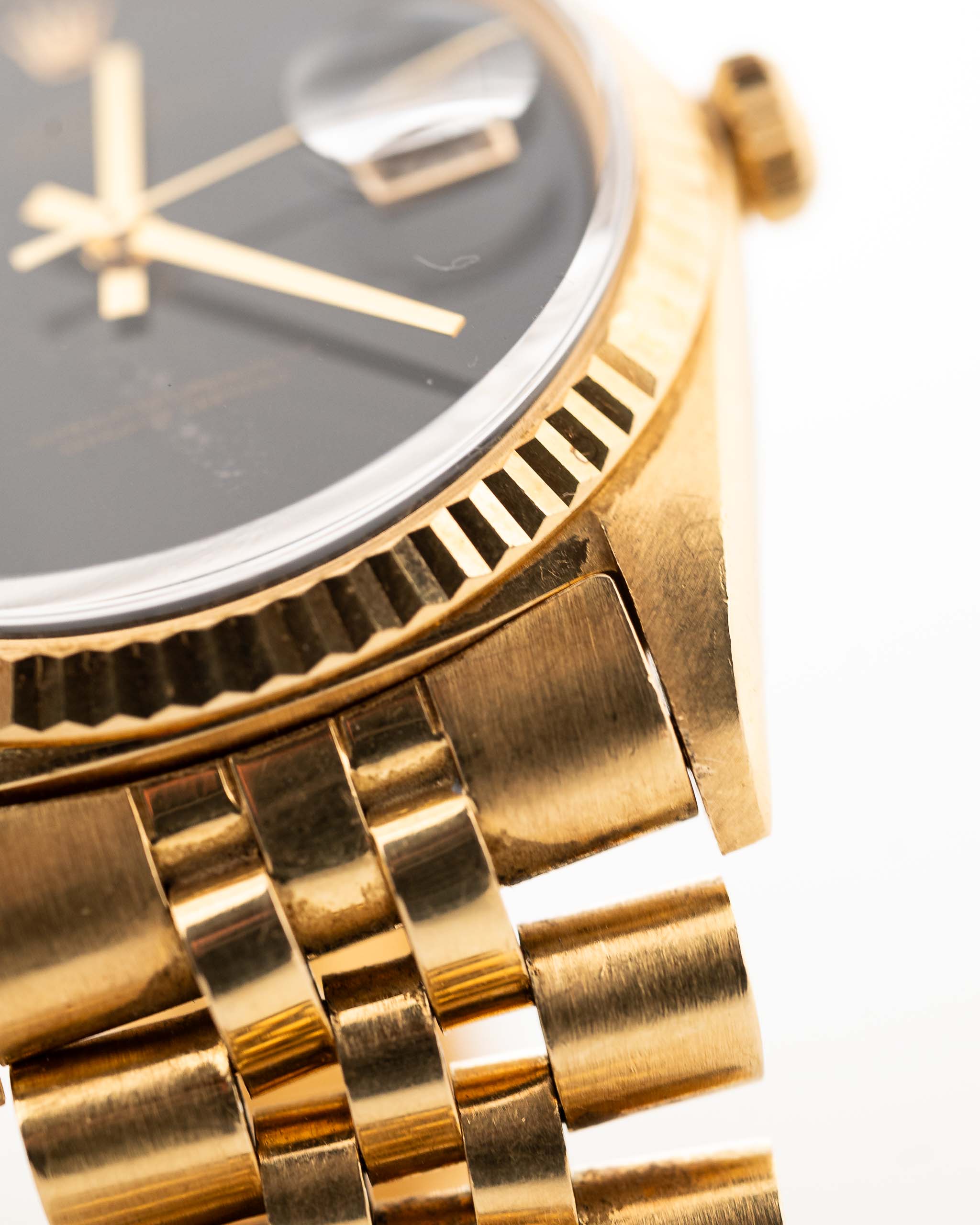 Vintage Rolex Datejust 1601 Onyx 1969 Bracciale Giubileo e chiusura in oro giallo 18k