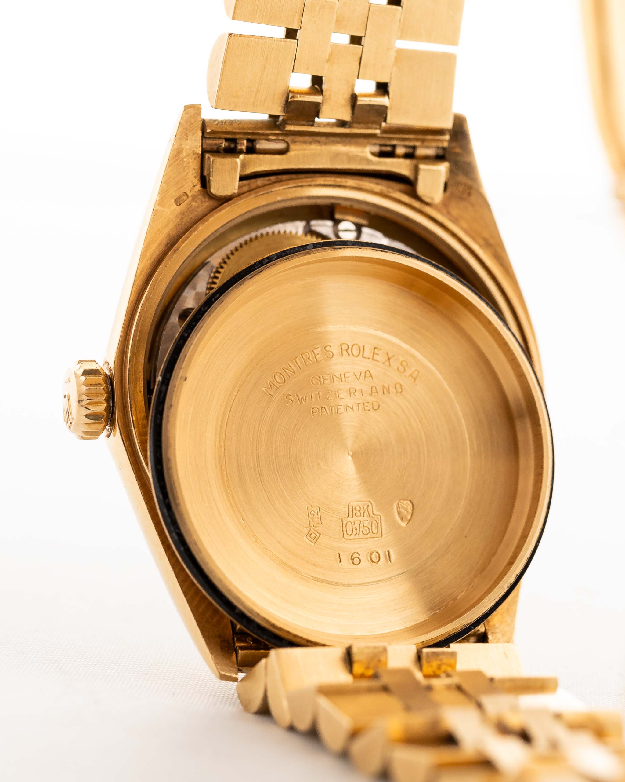 Rolex Datejust 1601 Onyx 1969 lato posteriore in oro giallo 18k