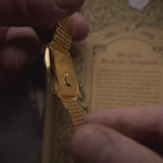 復古伯爵方形腕錶 75121 羅馬紋,1970 年代製造。34mm 18K 黃金機芯,石英機芯,無瑕金色錶盤和一體式錶鏈。