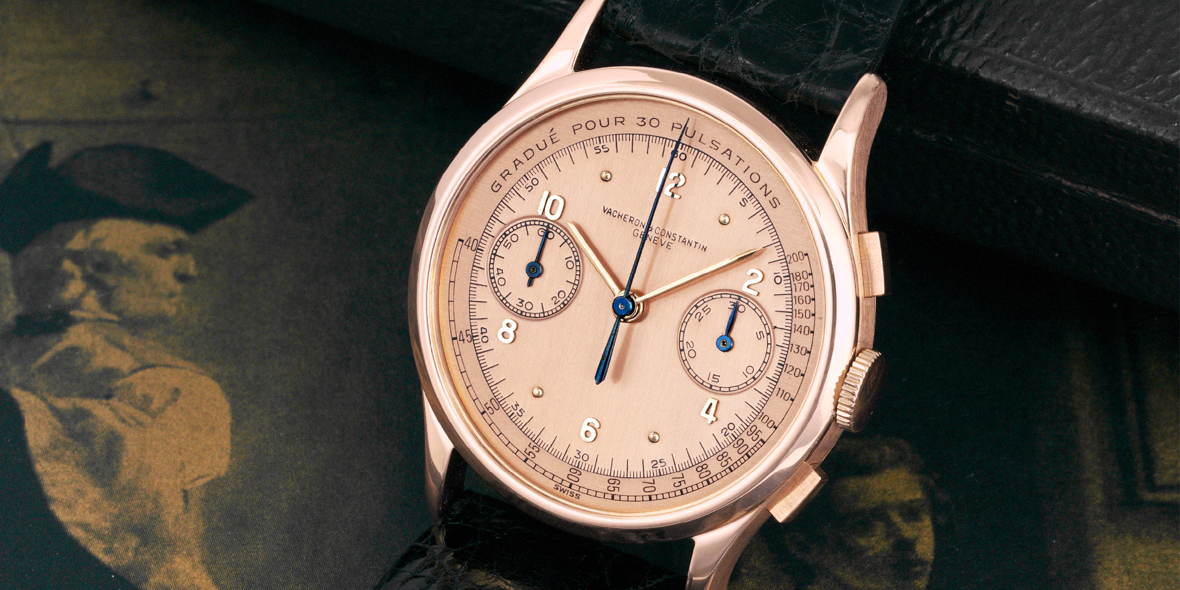 Pink on pink vintage Vacheron Constantin chronograph ref. 4072 from Antiquorum