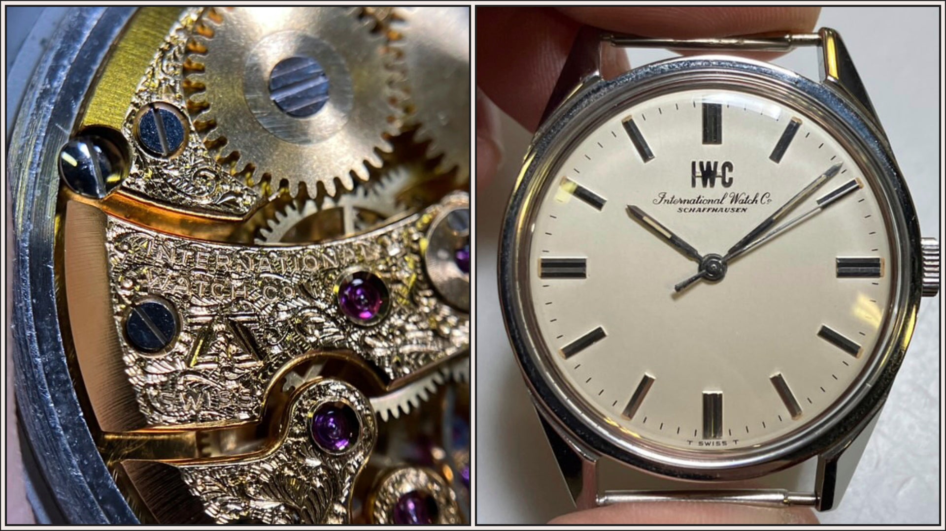 Engraved movement and front of the Zwyro Cal. 89 IWC