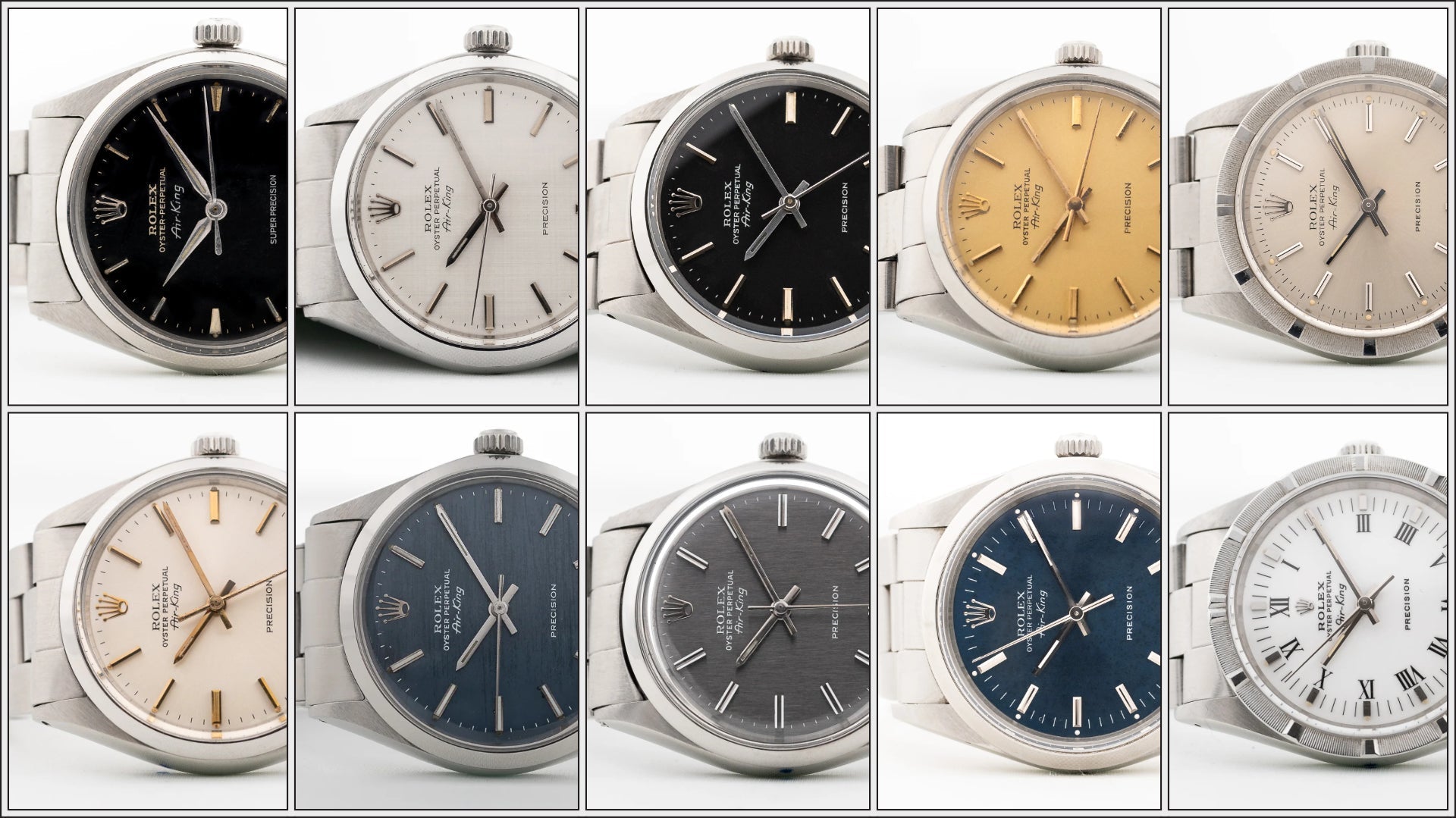 a selection of various vintage Rolex Airking models