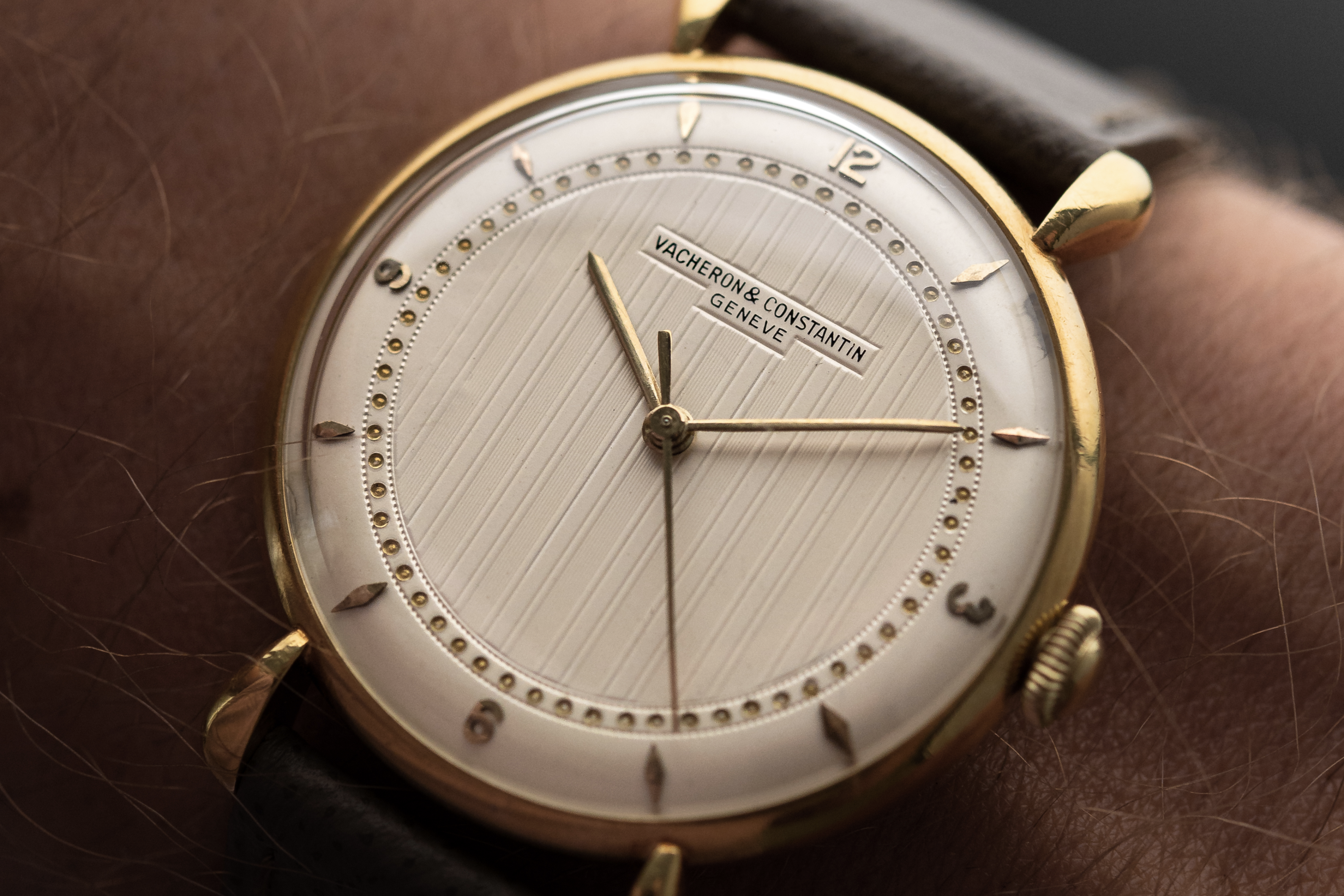 vintage 1940s Vacheron Constantin dress watch with guilloche dial