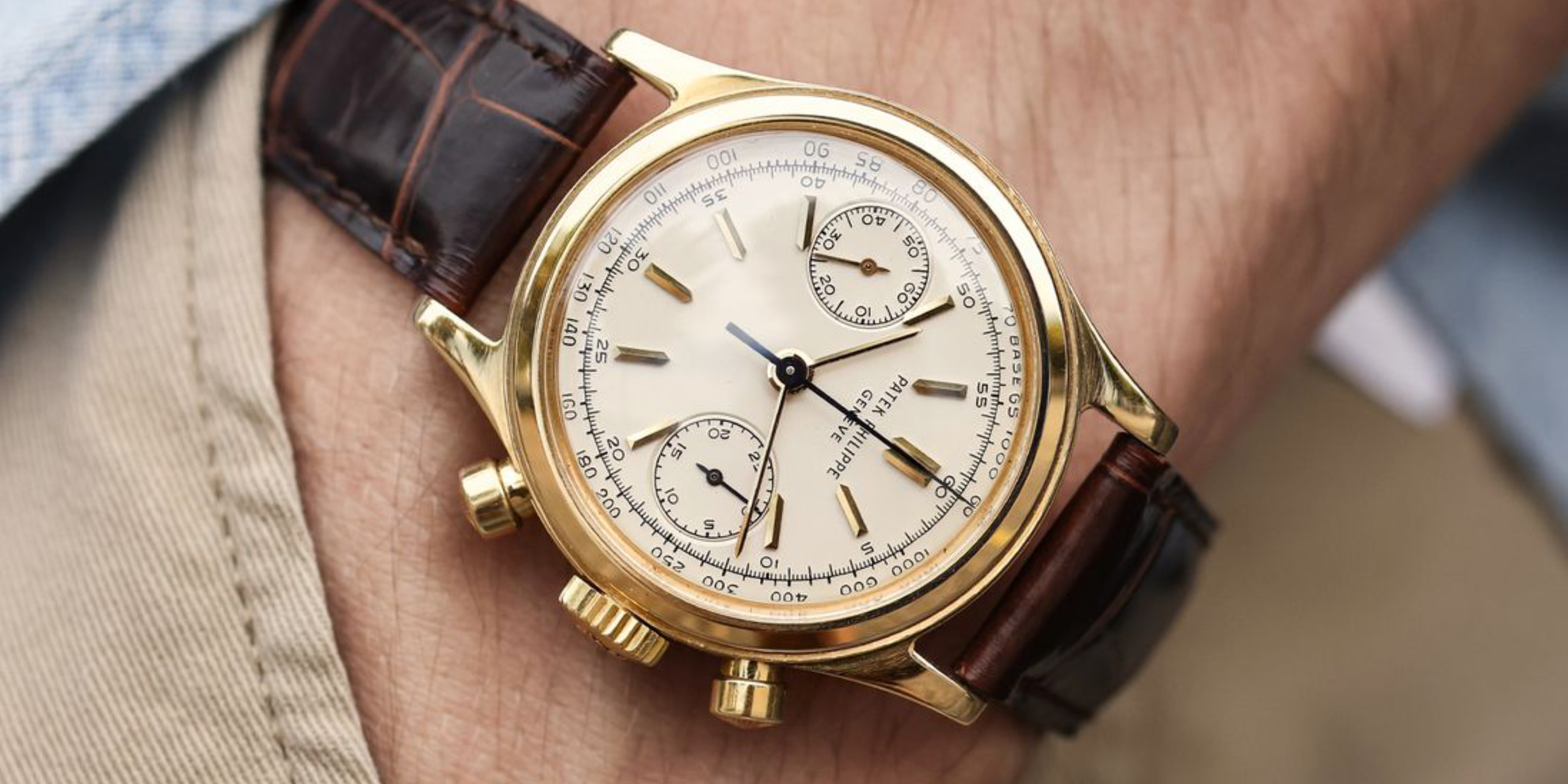 prototypical vintage Patek Philippe chronograph - the ref. 1463 Tasti Tondi in yellow gold