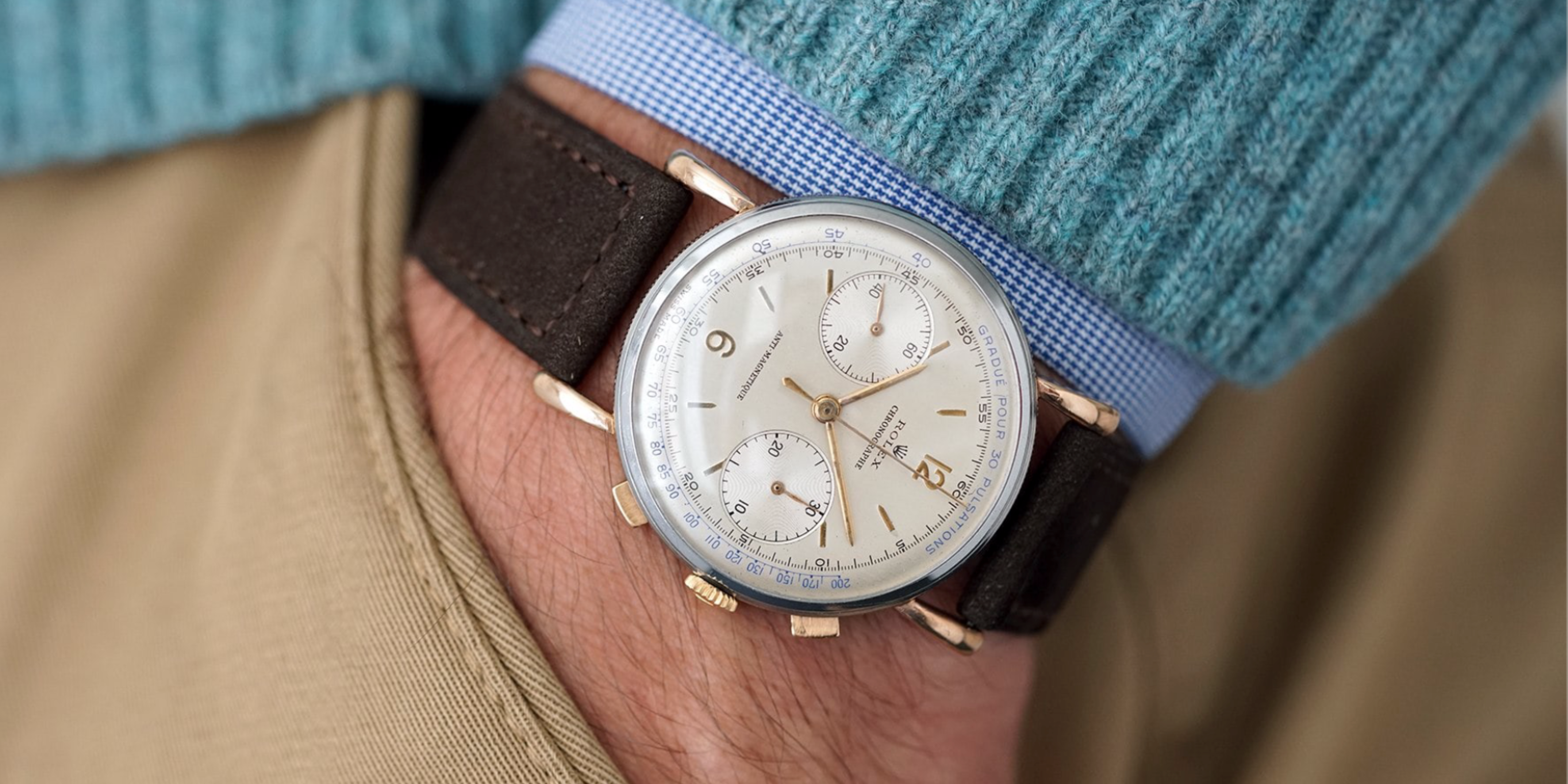 wristshot vintage 1946 Rolex 4062 Chronograph