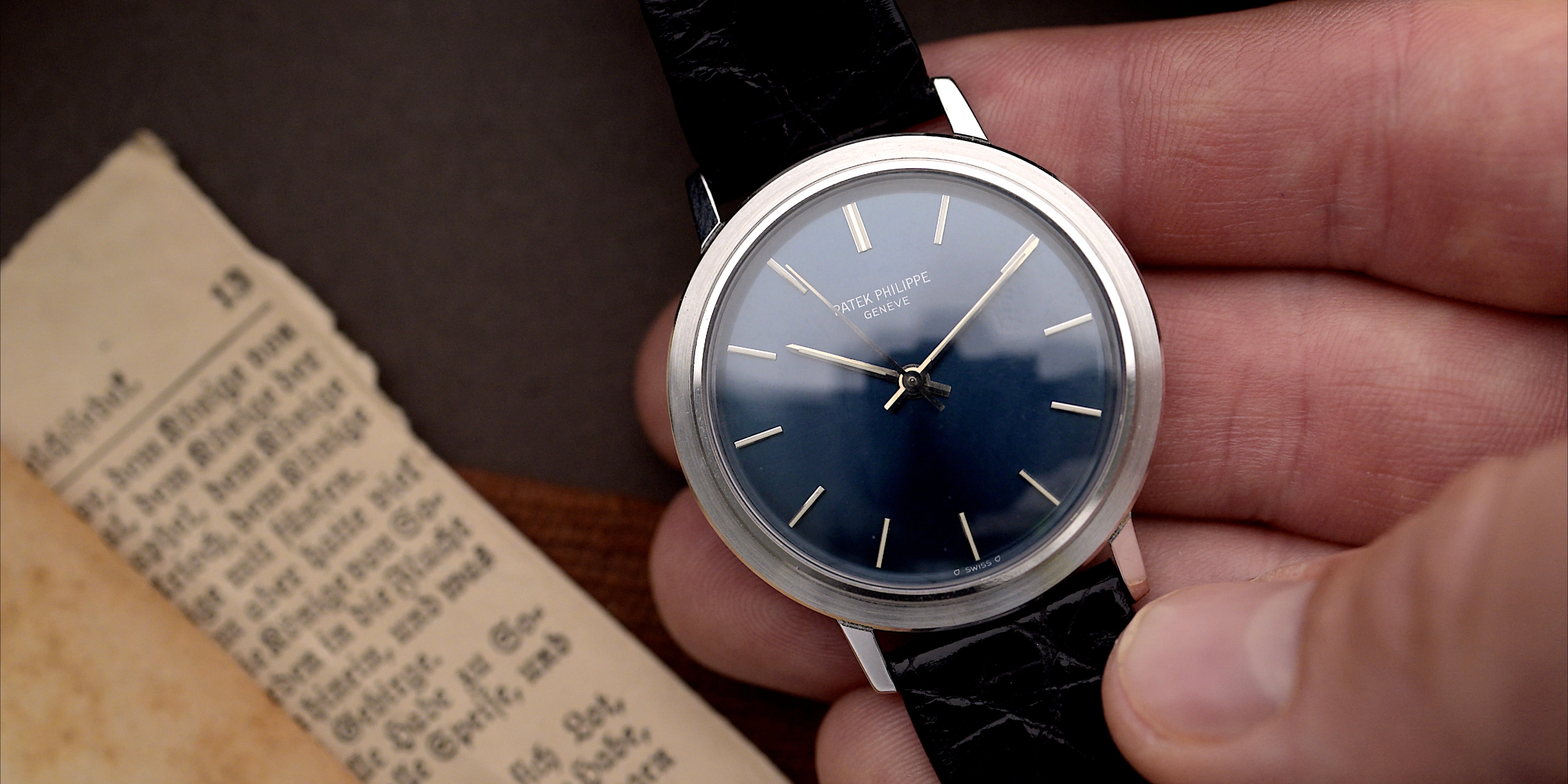 perfectly symmetrical vintage 1970s Patek Philippe ref. 3569 with backwinder