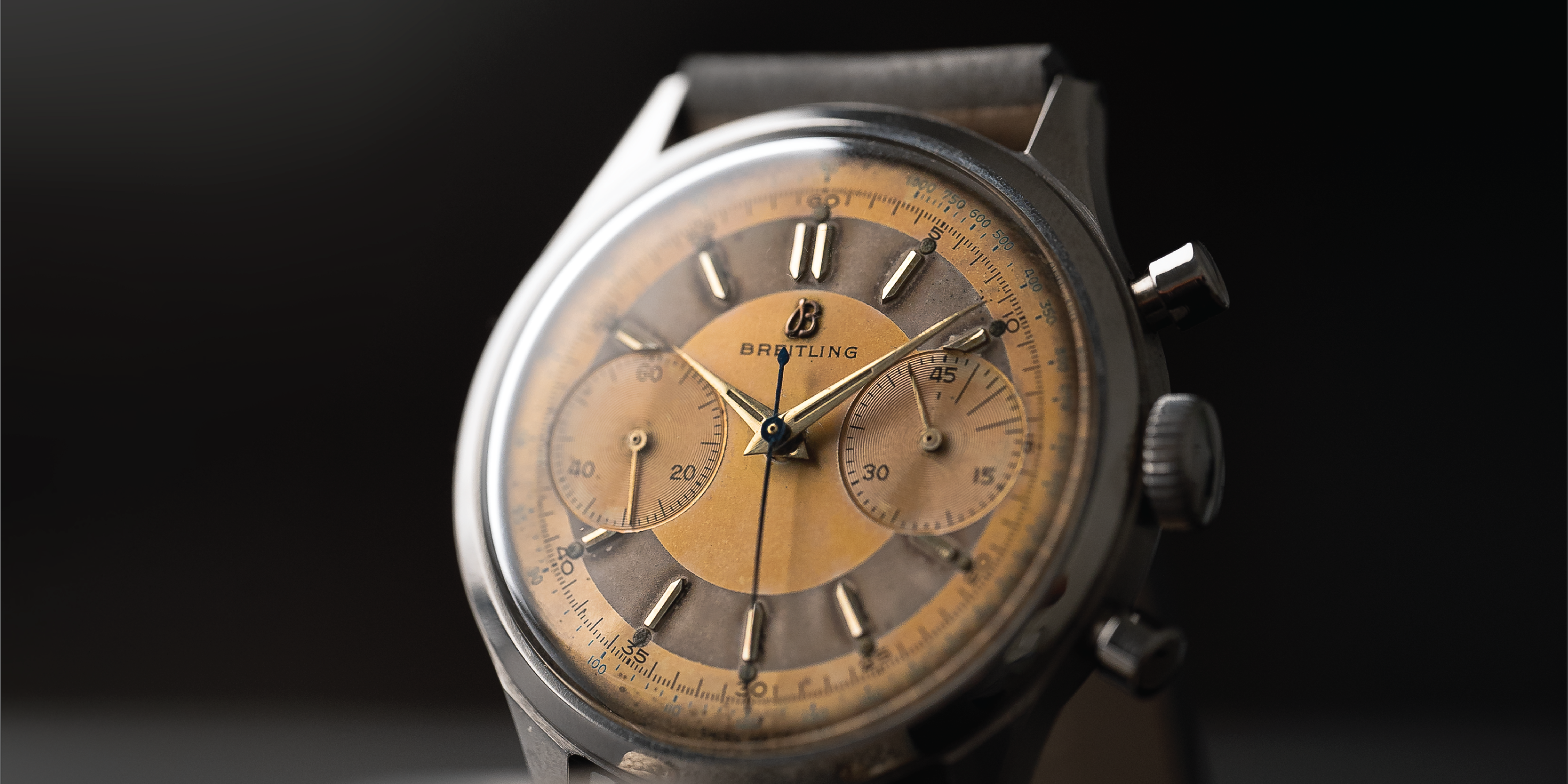 Patinated 1940s Breitling Two-Register Chronograph