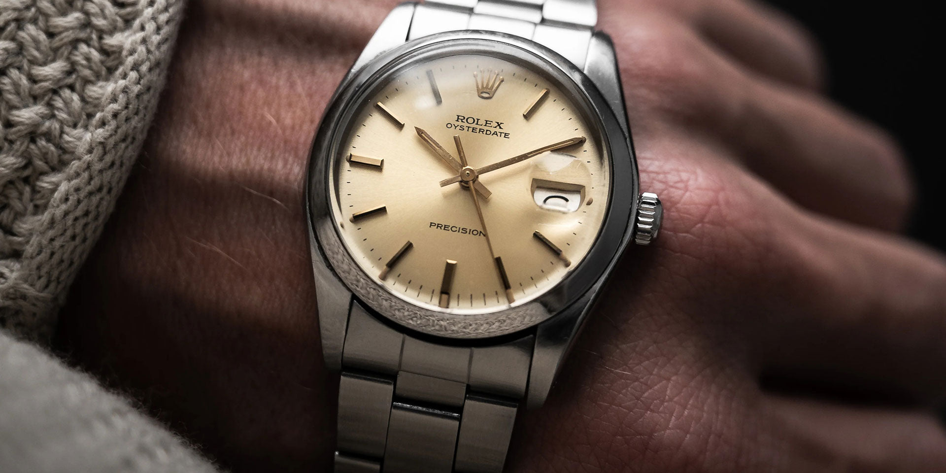 Vintage 1970s Rolex Oysterdate 6694 Champagne Dial