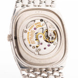 Closeup Photo of a Audemars Piguet Cobra Movement 18k Diamond Blue from the 1990s. 29mm in 18k White Gold with Manual wind movement, Deep blue dial, 32 Diamonds and Adjustable bracelet.