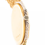 Closeup Photo of a Audemars Piguet Octagon Two Tone 18k from the 1980s. 30mm with 18k Yellow Gold Case, Golden Aventurine Dial, Manual Wind Movement and Yellow Gold Bracelet.