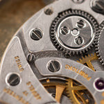 Closeup Photo of a Audemars Piguet Octagon Movement Two Tone 18k from the 1980s. 30mm with 18k Yellow Gold Case, Golden Aventurine Dial, Manual Wind Movement and Yellow Gold Bracelet.