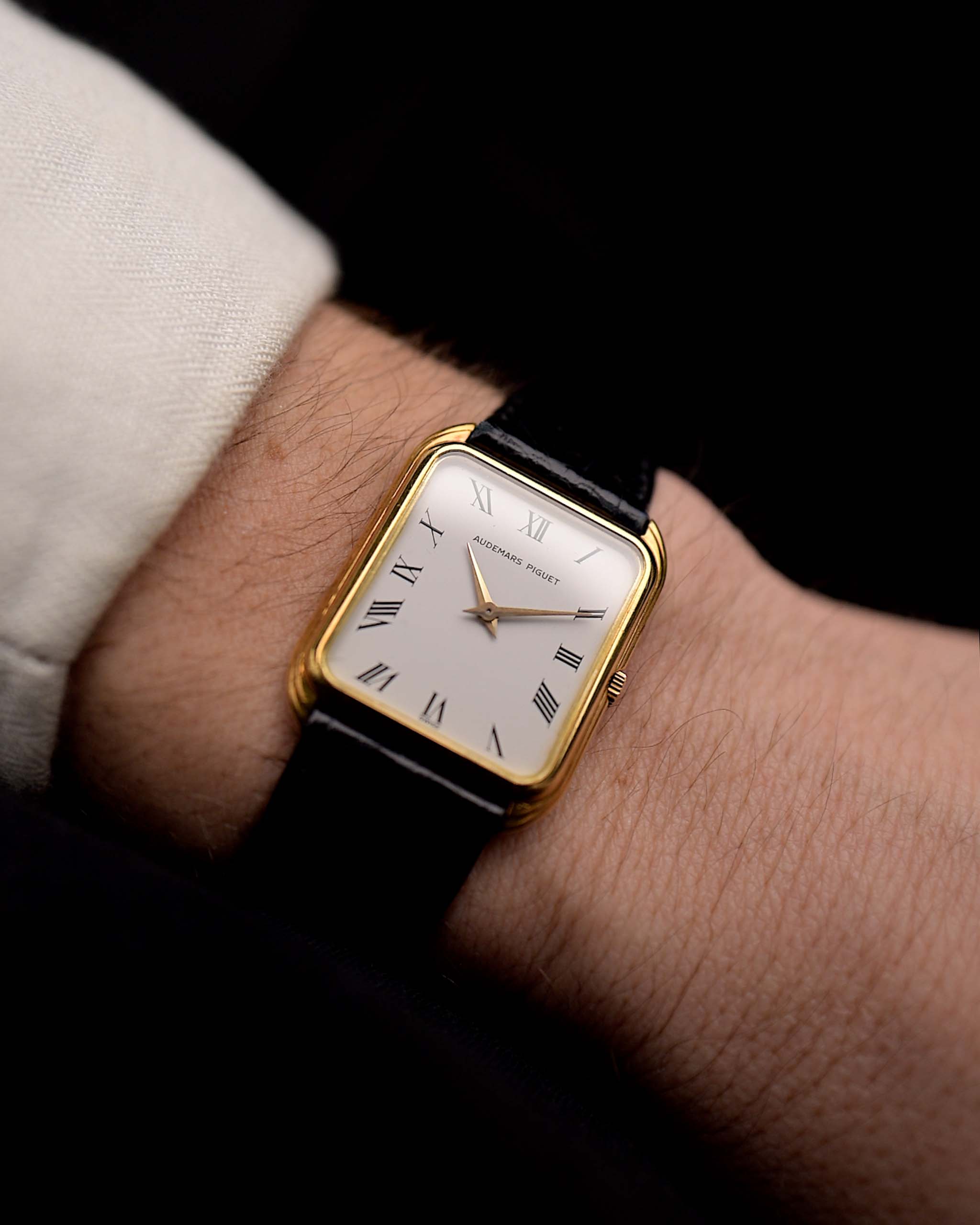 Vintage Audemars Piguet Watch Tank 18k yellow gold Stepped Roman