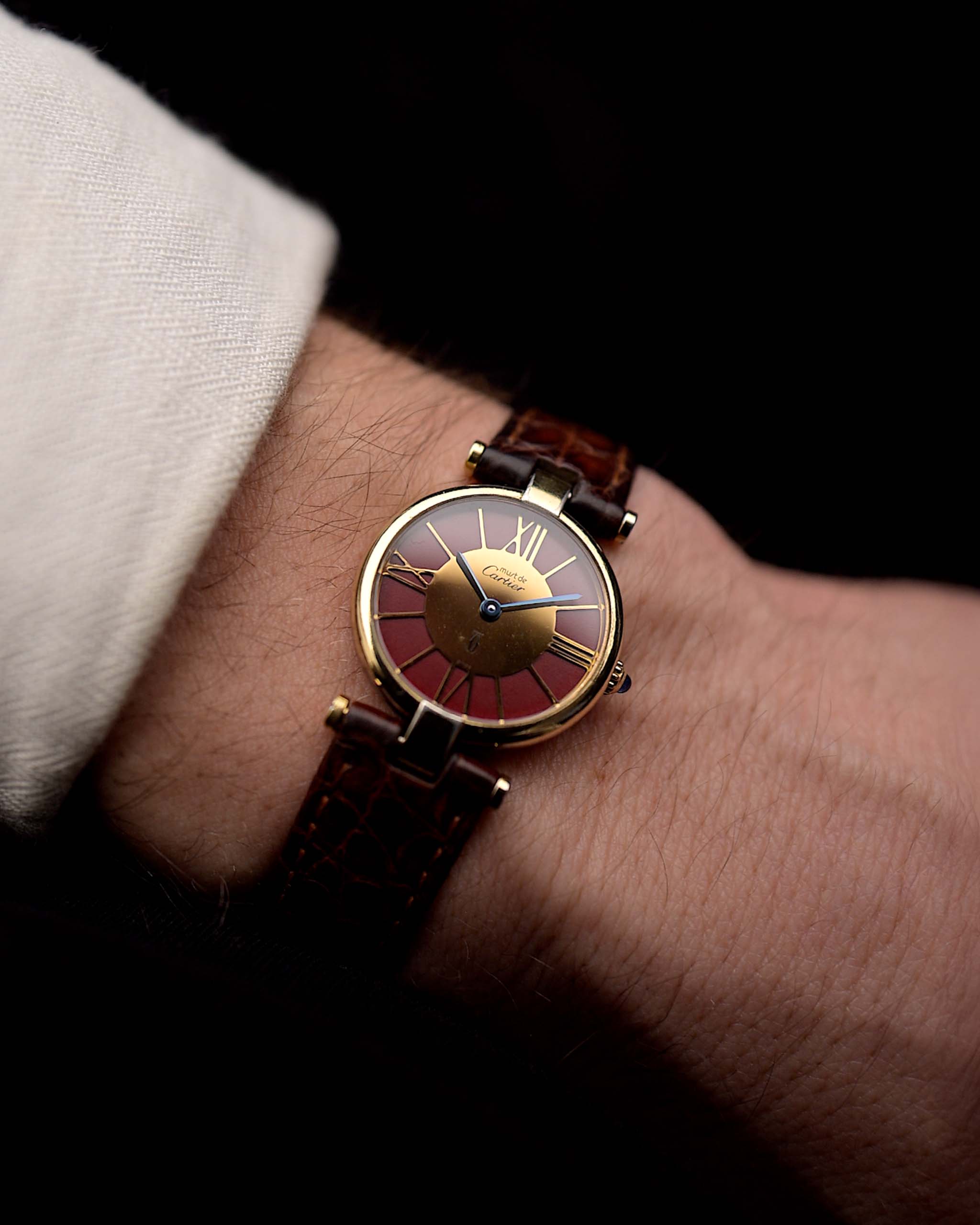 Cartier Watch Women Cartier Must de Vermeil Ronde Burgundy 1990s- Ref 590004