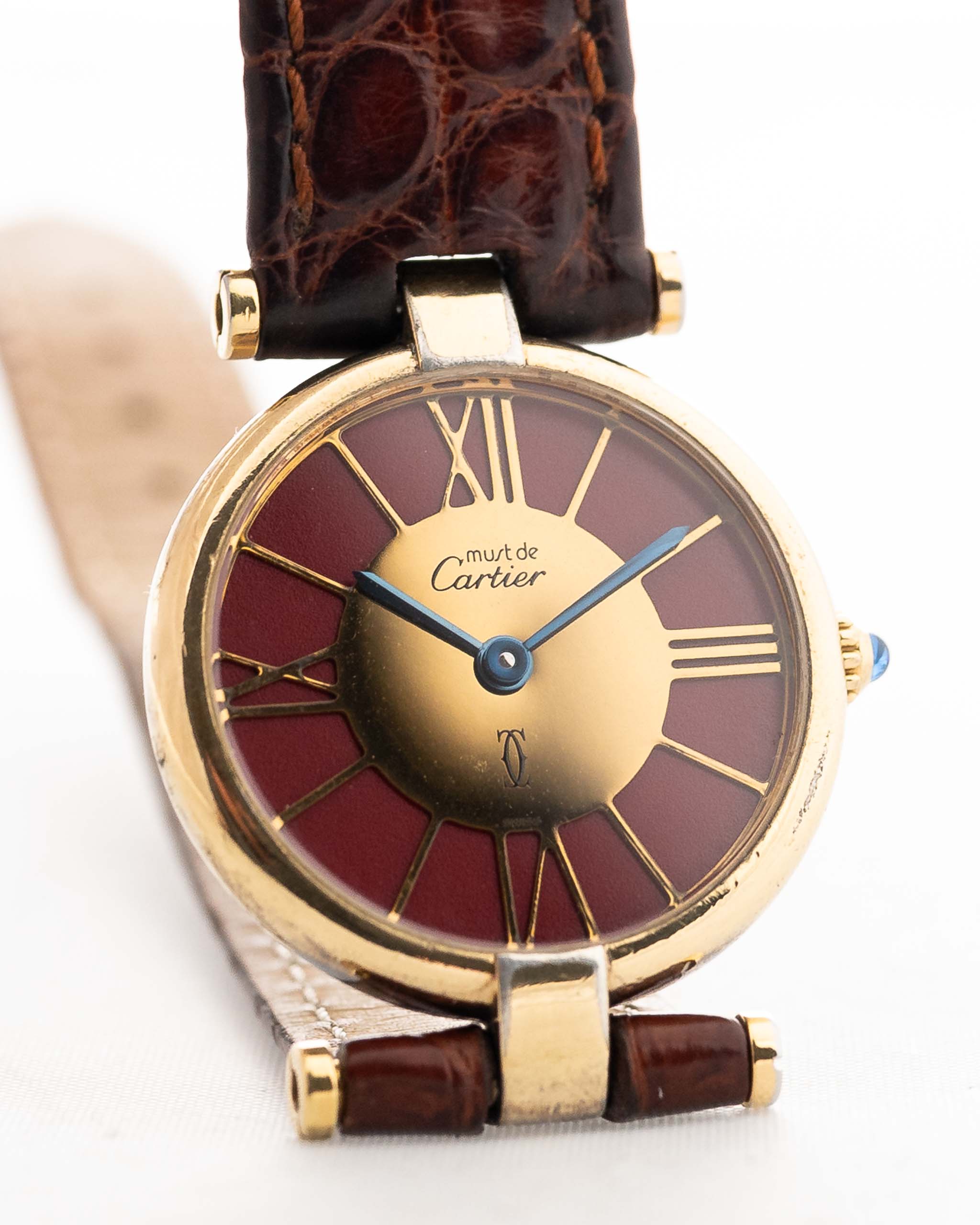 Cartier Watch Women Cartier Must de Vermeil Ronde Burgundy 1990s- Ref 590004