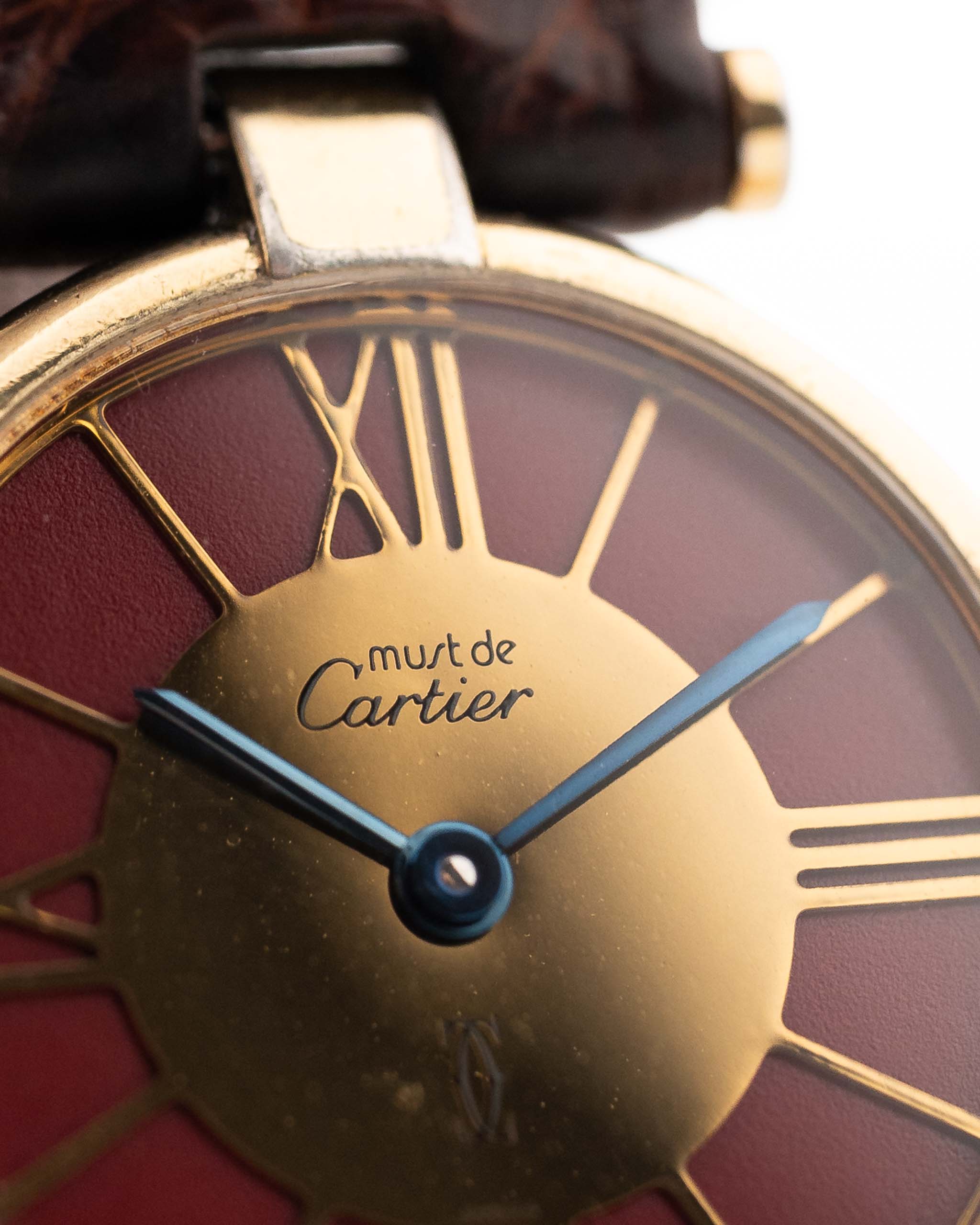 Cartier Watch Women Cartier Must de Vermeil Ronde Burgundy 1990s- Ref 590004