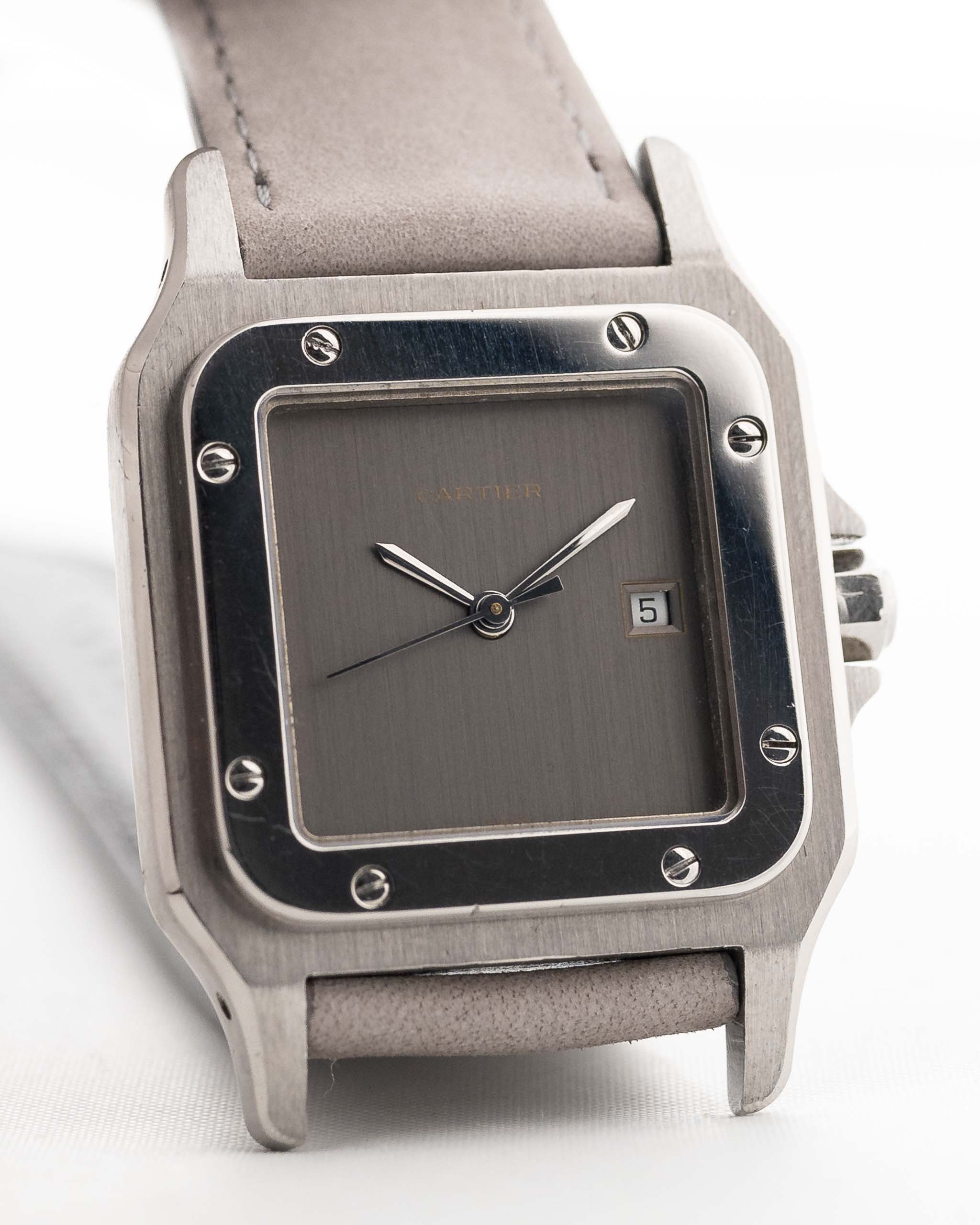 Vintage Cartier Santos Carrée 2960 Ghost 1990s  slate grey SWISS only dial 
