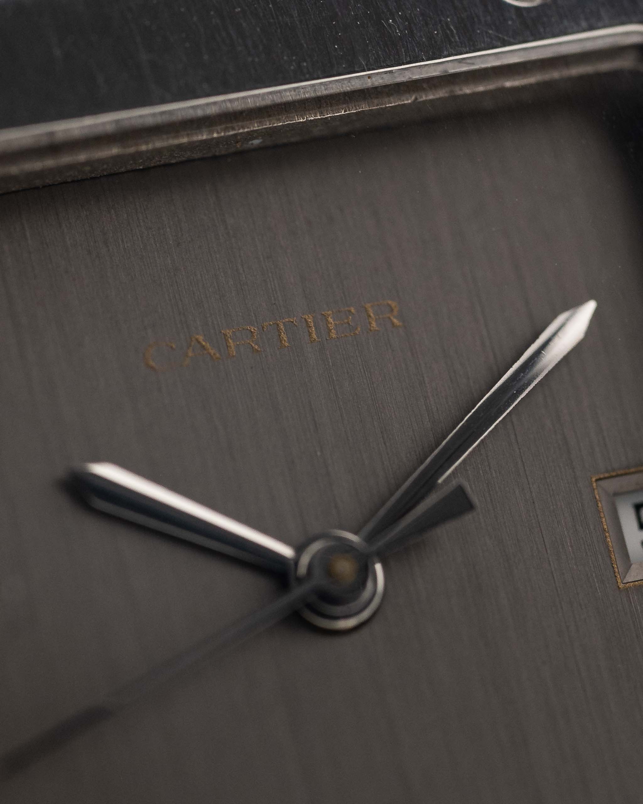 Preowned Cartier Santos Carrée 2960 Ghost 1990s  slate grey SWISS only dial hands