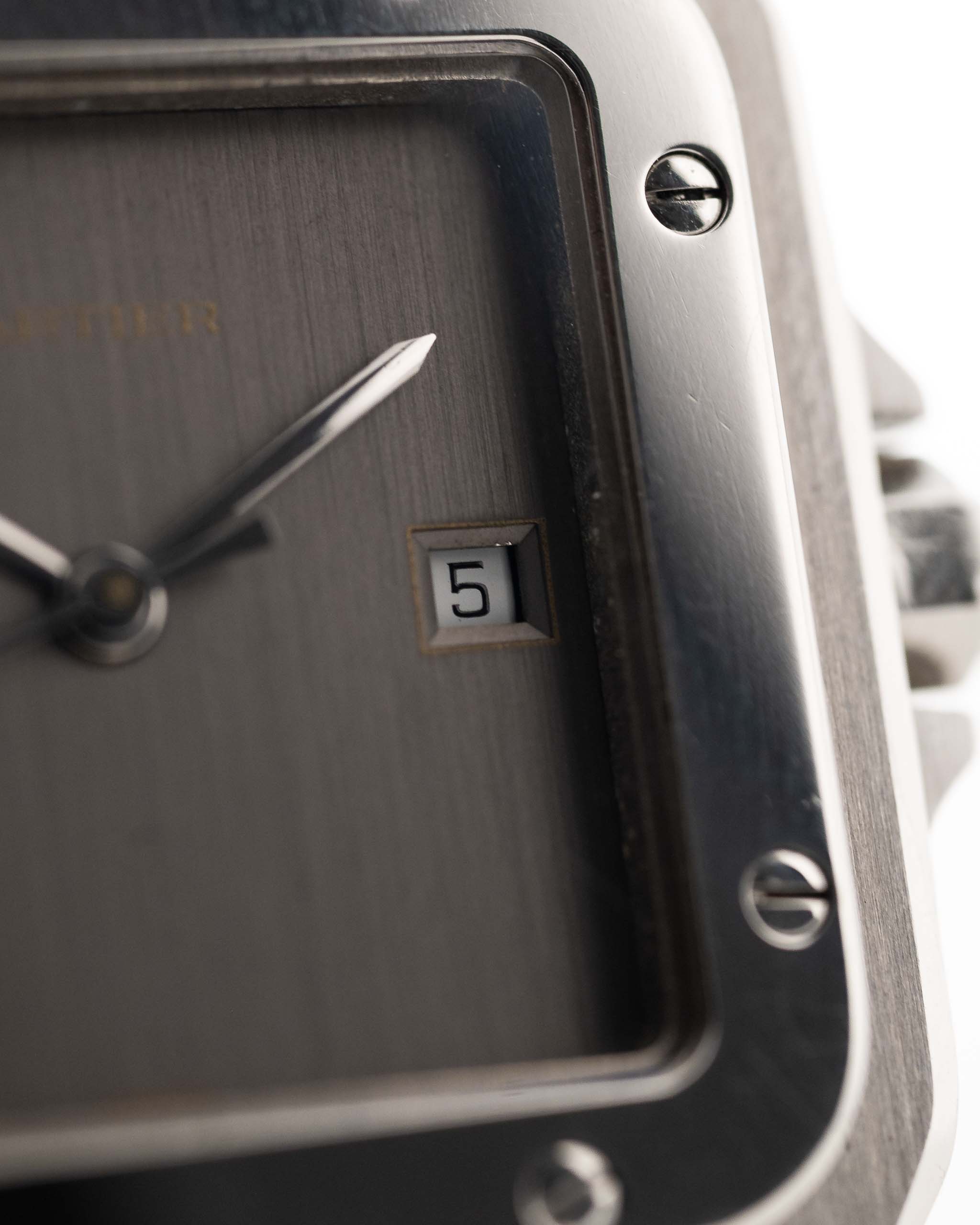 Vintage Cartier Santos Carrée 2960 Ghost 1990s  slate grey SWISS only dial date
