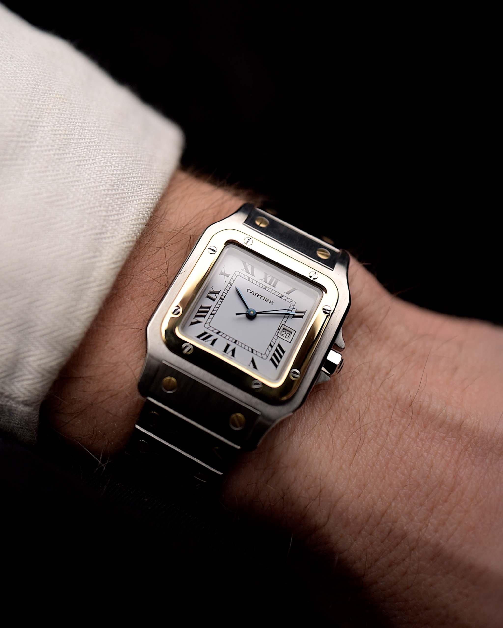 Vintage Cartier Santos Watch Carrée 2961 Two Tone 1980s stainless steel 18k gold
