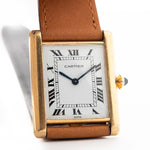 Cartier Tank Louis 96019 Paris Ref 96019 from the 1970s. 18k Yellow Gold with Manual movement, Original white dial and Original Leather strap.