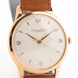 Vintage IWC Cal. 89 18k Rose 1958 IWC Watch white silver dial closeup