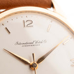 Vintage IWC Cal. 89 18k Rose 1958 IWC Watch white silver dial closeup