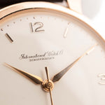 Vintage IWC watch Cal. 89 Shark Fin 18k Rose 1960 18k rose gold case white/silver dial on wrist