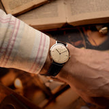 Jaeger LeCoultre Dress 18k Rose Sword 1950s