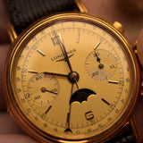 浪琴 6574 月亮相位計時碼錶 18K金 1985年