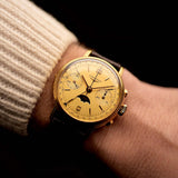 浪琴 6574 月亮相位計時碼錶 18K金 1985年