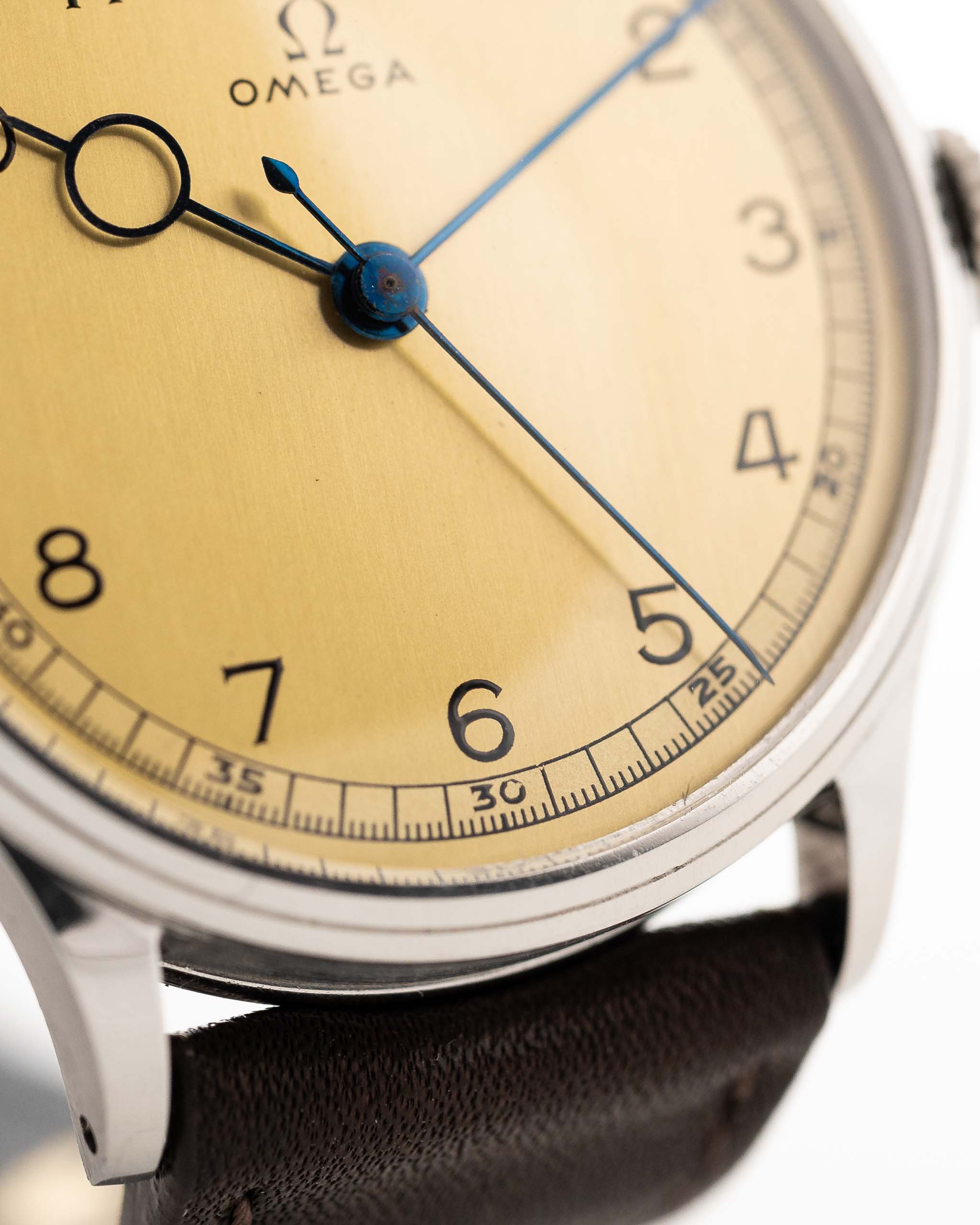 Vintage Omega Art Deco Pontife 1939 stainless steel case and golden dial