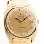 Omega Constellation 168009 Diamond from 1966. 34mm in 18k Yellow Gold with Automatic Caliber 561, Gold Dial with Diamond Markers and 18k Gold Bracelet.